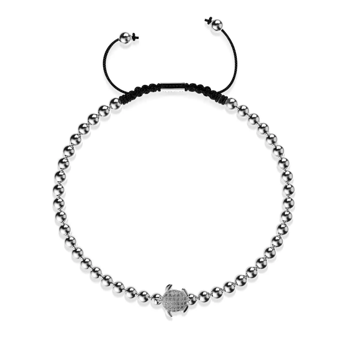 Tortuga | Silver | Black | Crystal Sea Turtle | Macrame Charmballa Bracelet