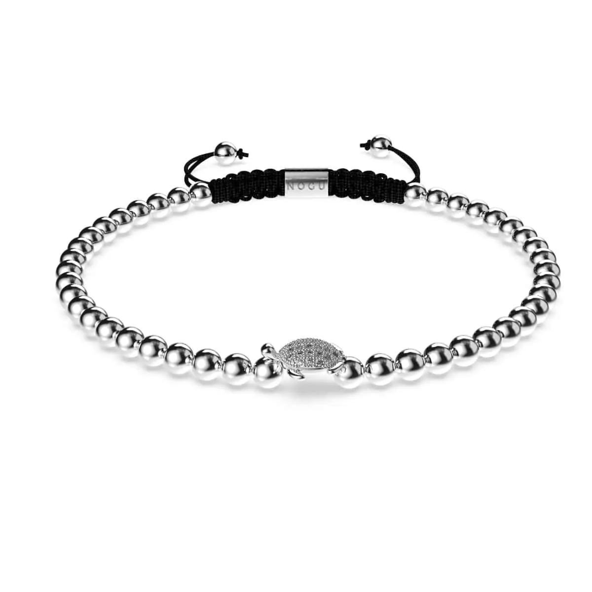 Tortuga | Silver | Black | Crystal Sea Turtle | Macrame Charmballa Bracelet