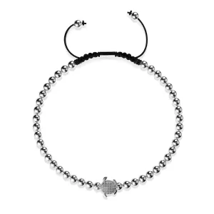 Tortuga | Silver | Black | Crystal Sea Turtle | Macrame Charmballa Bracelet