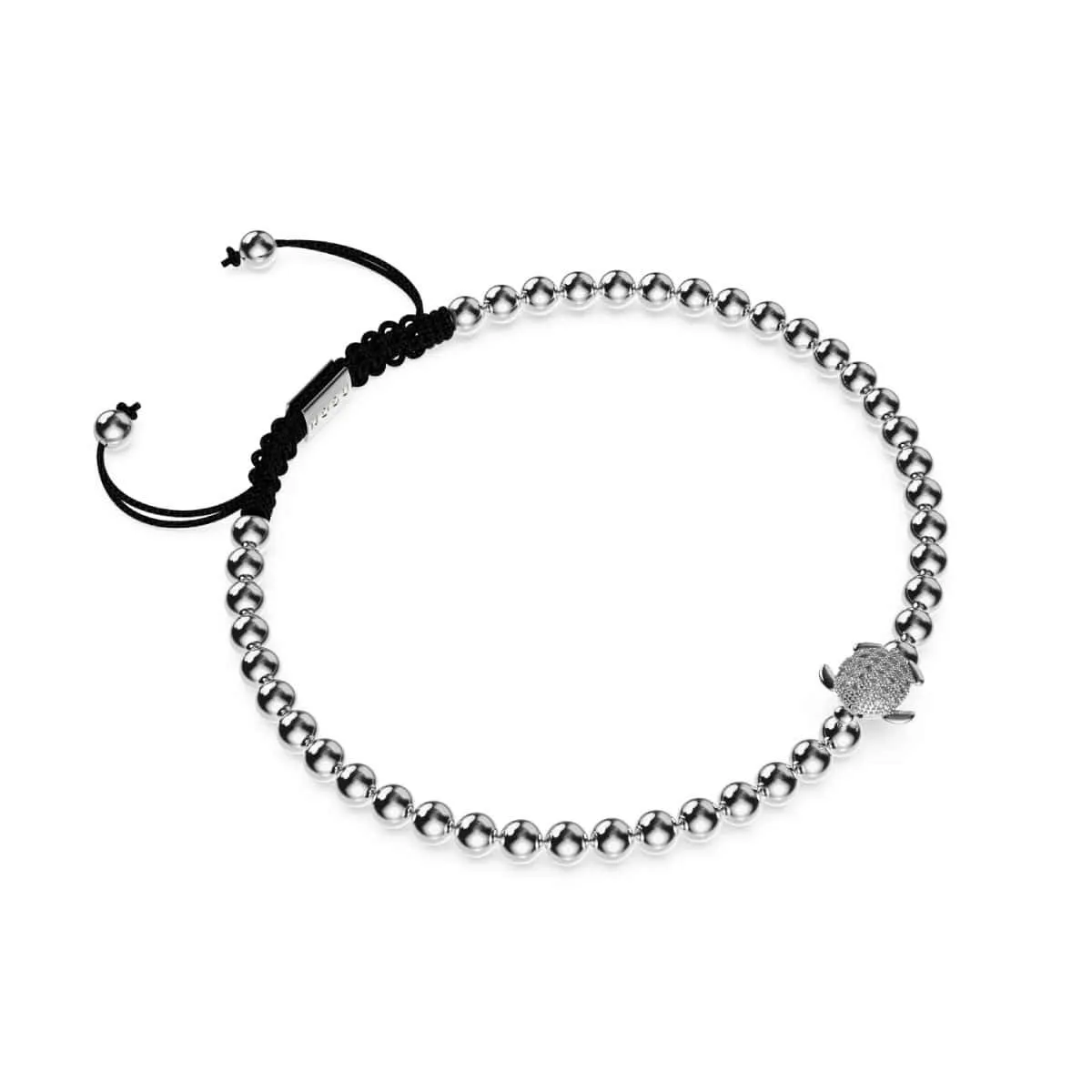 Tortuga | Silver | Black | Crystal Sea Turtle | Macrame Charmballa Bracelet