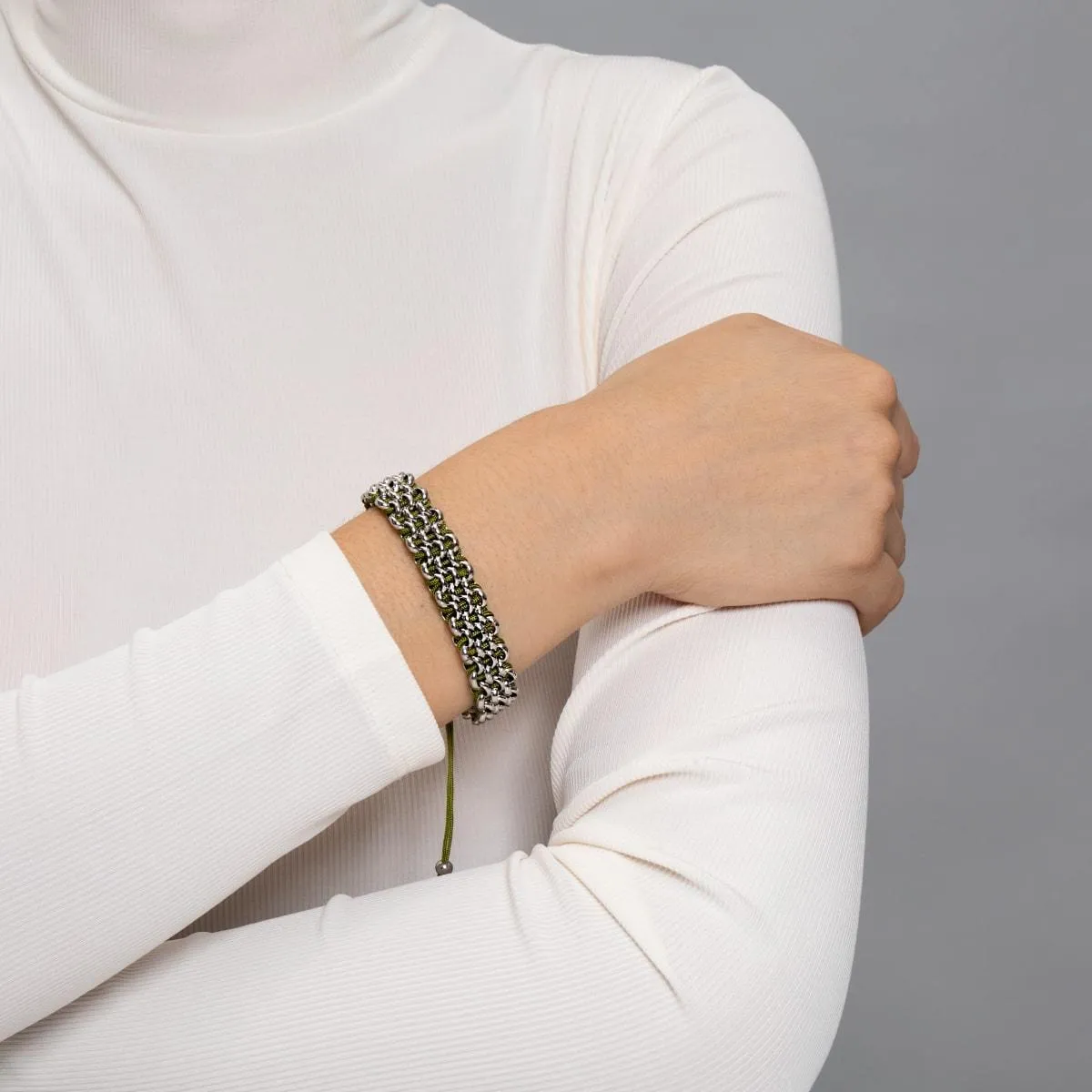 Tree Frog Links | Original Kismet Bracelet | Green x Silver