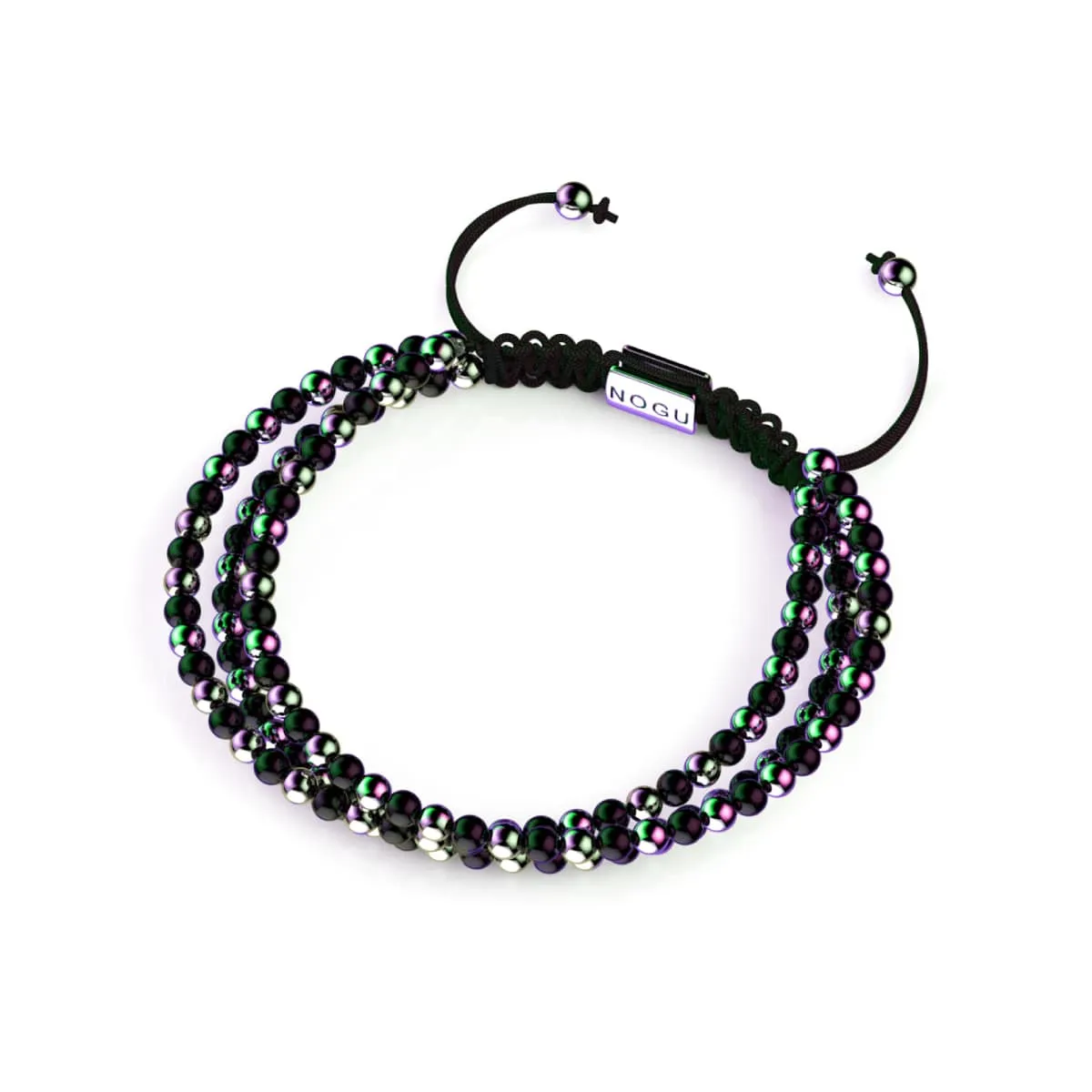 Trinity | Unicorn Silver x Gunmetal | Triple Strand Bracelet