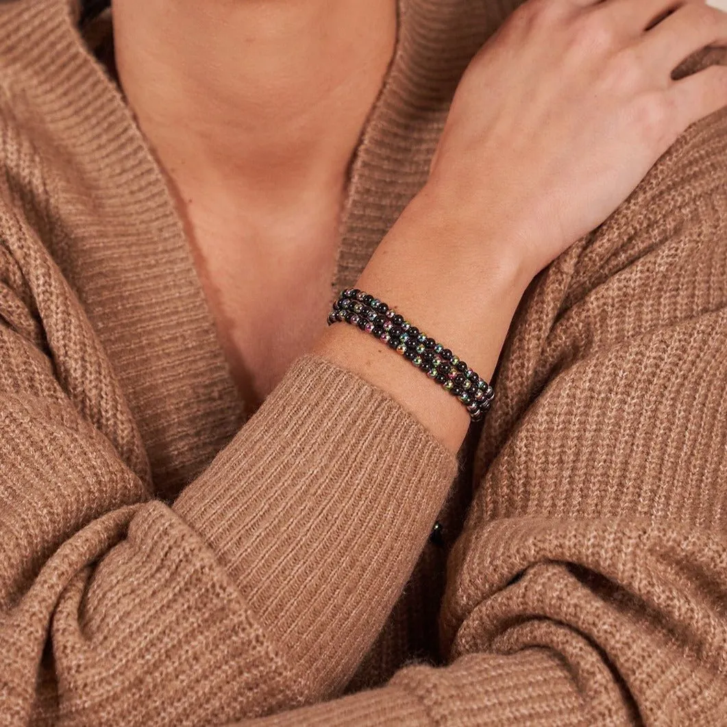 Trinity | Unicorn Silver x Gunmetal | Triple Strand Bracelet