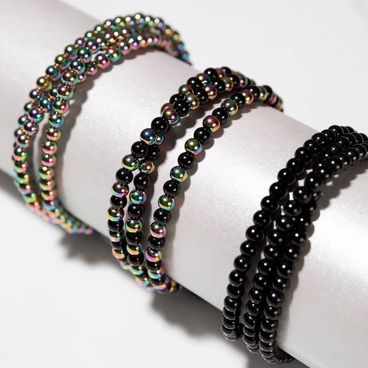 Trinity | Unicorn Silver x Gunmetal | Triple Strand Bracelet