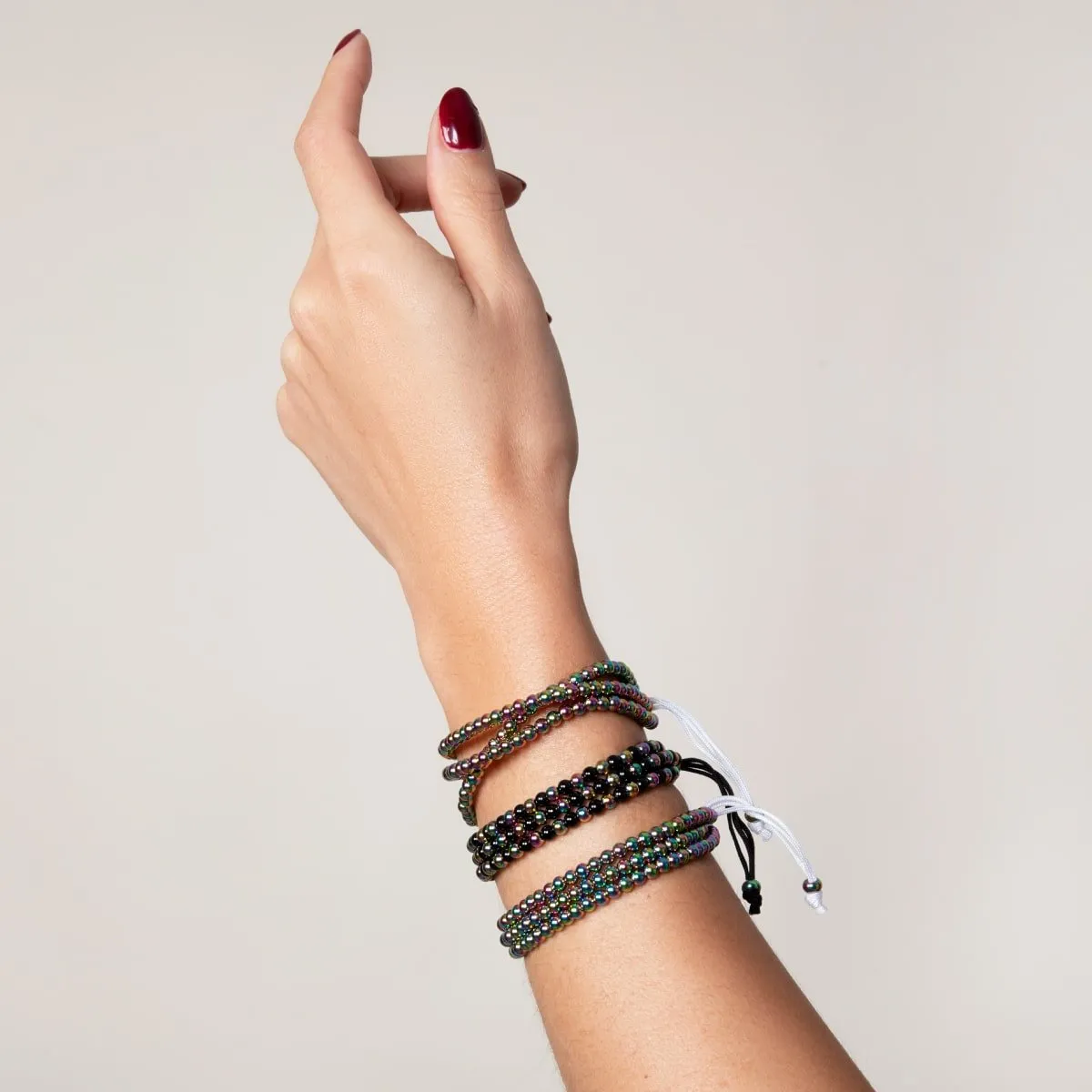 Trinity | Unicorn Silver x Gunmetal | Triple Strand Bracelet