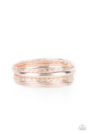 Trophy Texture Rose Gold Paparazzi Bracelet