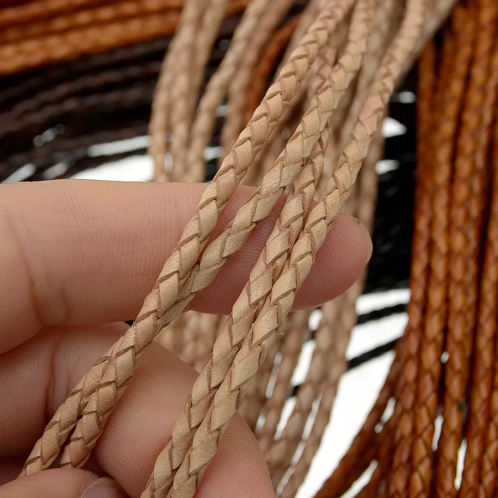 Twisted Mesh cord 3mm,4mm Genuine leather- 1m, braided leather cord, bracelet items, leather supplies MLT- P0000CYY