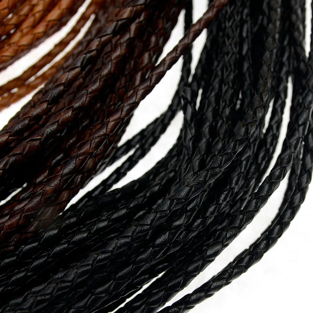 Twisted Mesh cord 3mm,4mm Genuine leather- 1m, braided leather cord, bracelet items, leather supplies MLT- P0000CYY