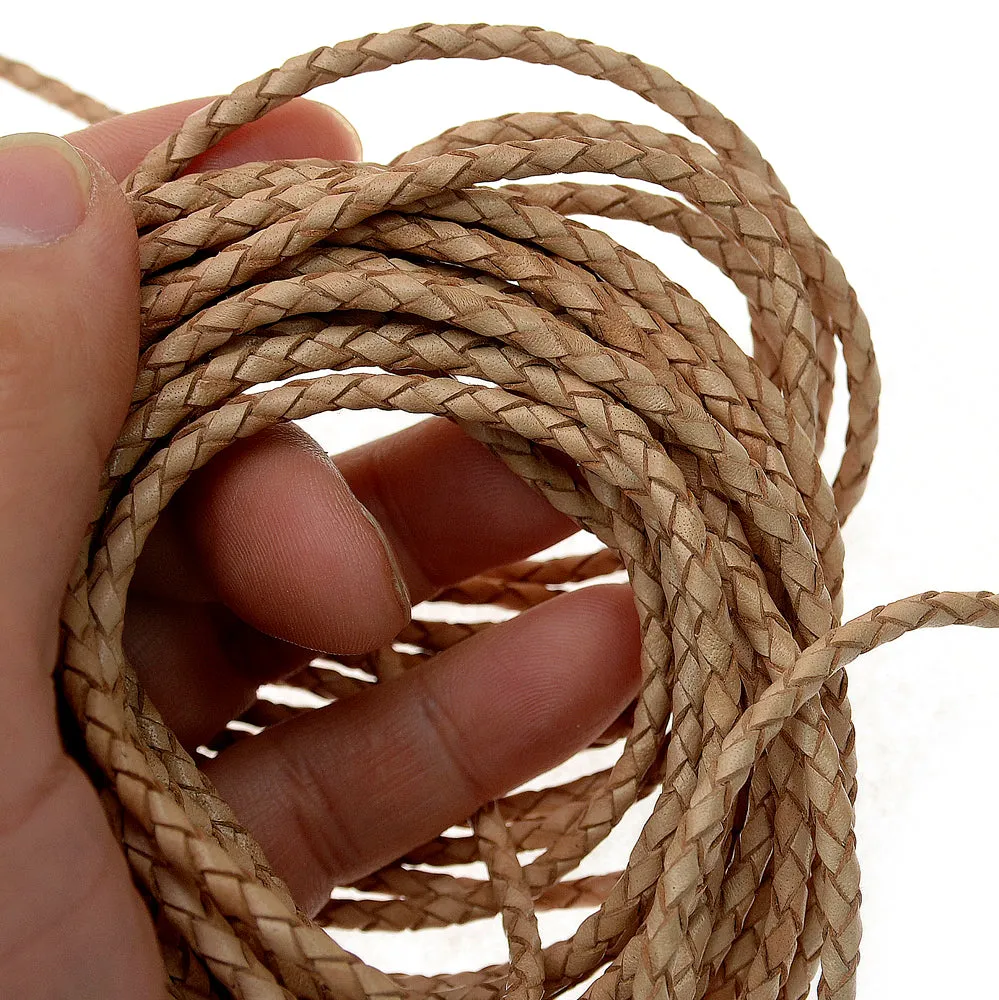 Twisted Mesh cord 3mm,4mm Genuine leather- 1m, braided leather cord, bracelet items, leather supplies MLT- P0000CYY