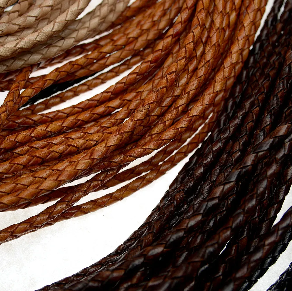 Twisted Mesh cord 3mm,4mm Genuine leather- 1m, braided leather cord, bracelet items, leather supplies MLT- P0000CYY