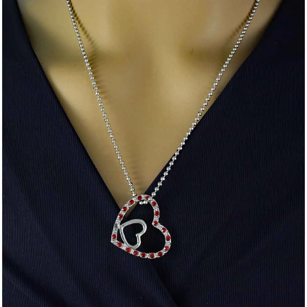 Two Hearts as One Necklace and Heart Earring Set - RSN649BS