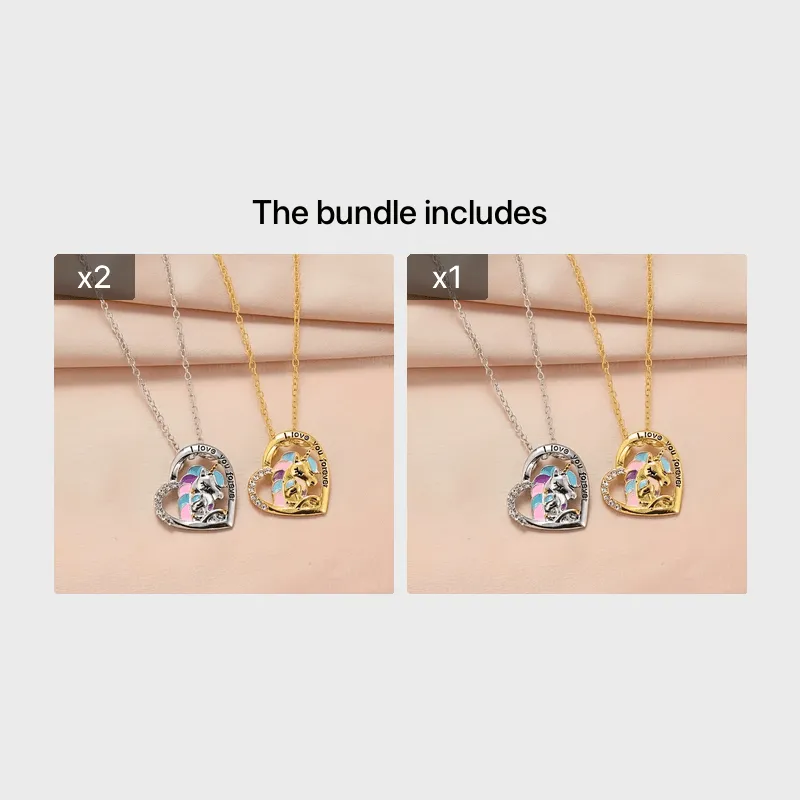 Unicorn Necklace Heart Shape Pendant Necklace For Men Women