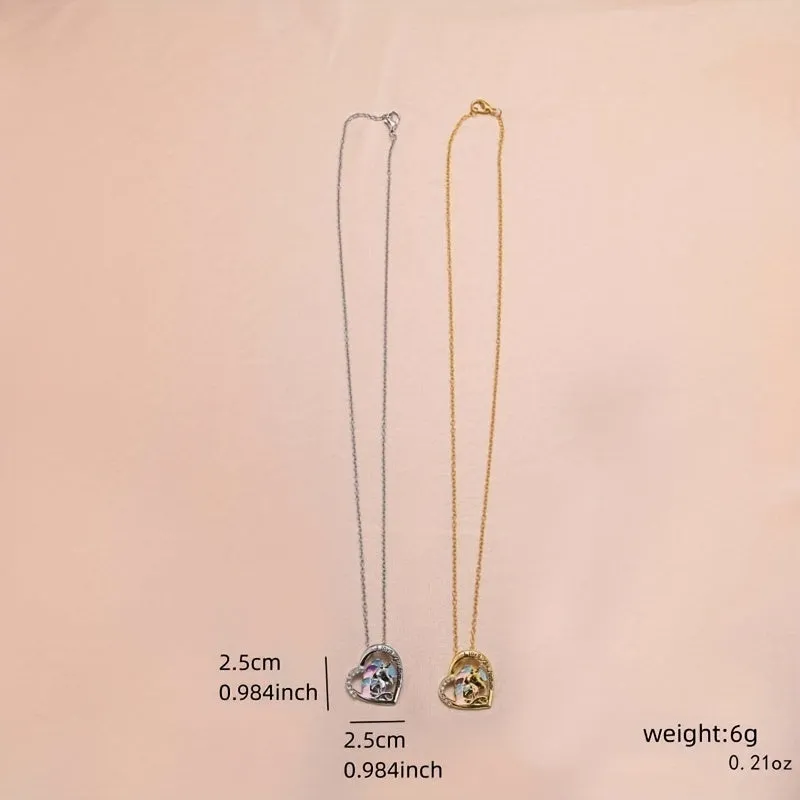 Unicorn Necklace Heart Shape Pendant Necklace For Men Women