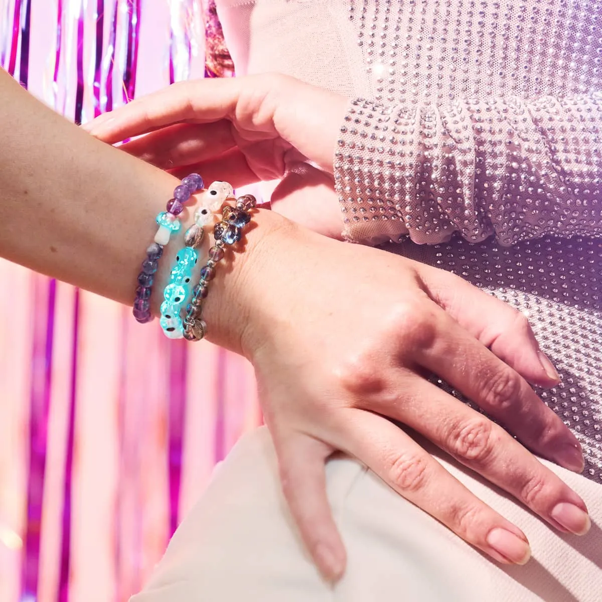 Unicorn Purple | Silver | Double Shimmer Bear Bracelet