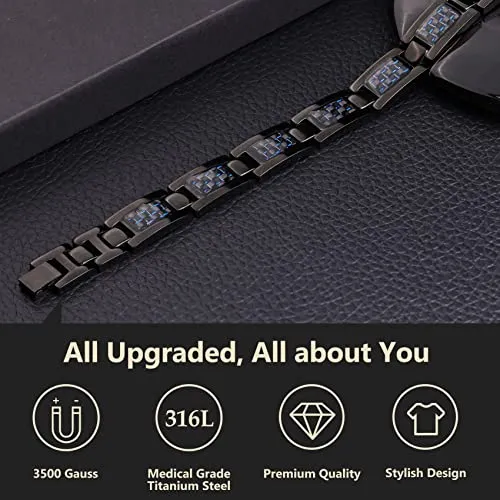Unique Blue Carbon Fiber Titanium Steel Magnetic Bracelet