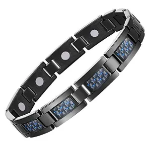 Unique Blue Carbon Fiber Titanium Steel Magnetic Bracelet