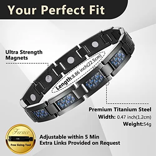 Unique Blue Carbon Fiber Titanium Steel Magnetic Bracelet