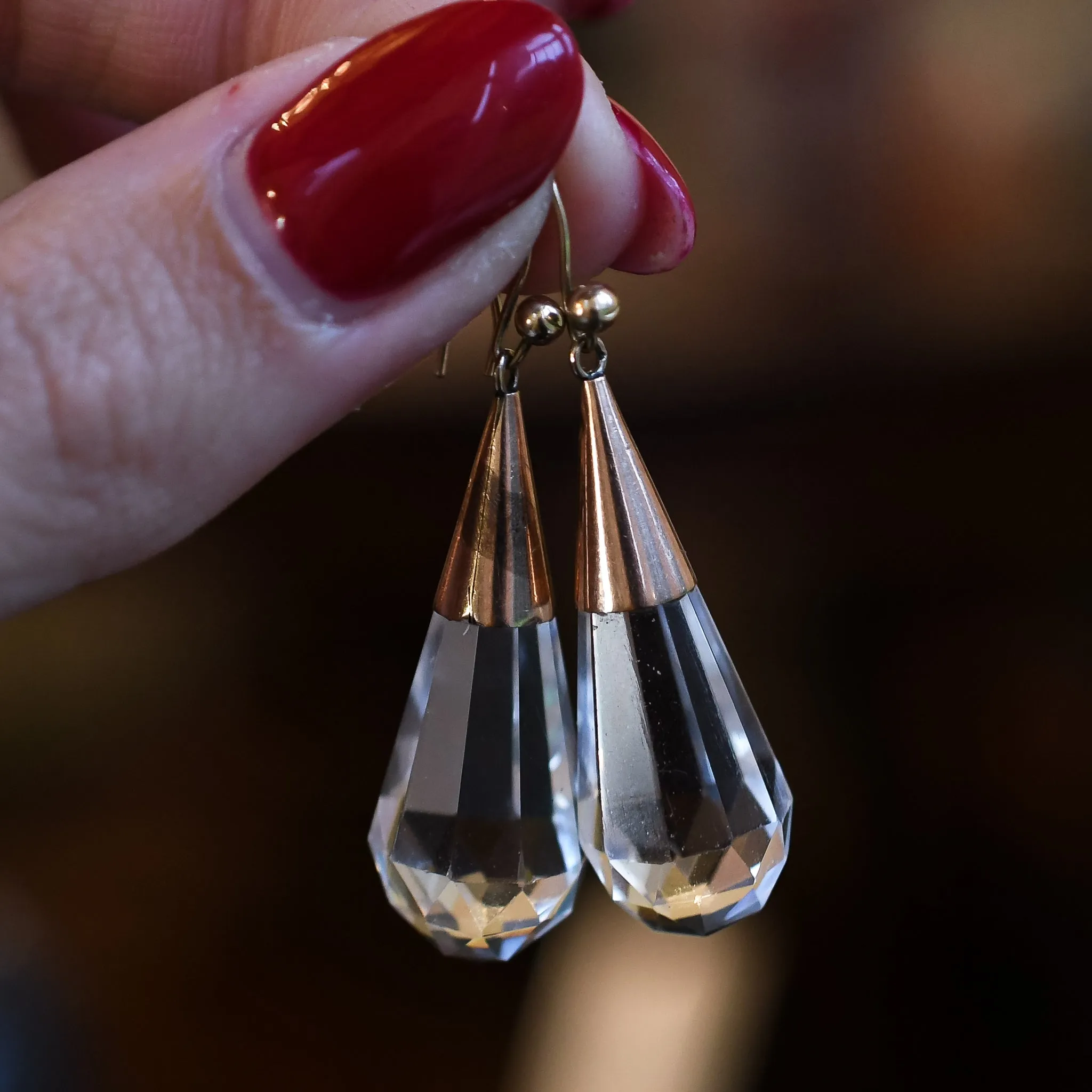 Victorian Faceted Rock Crystal Drop Earrings