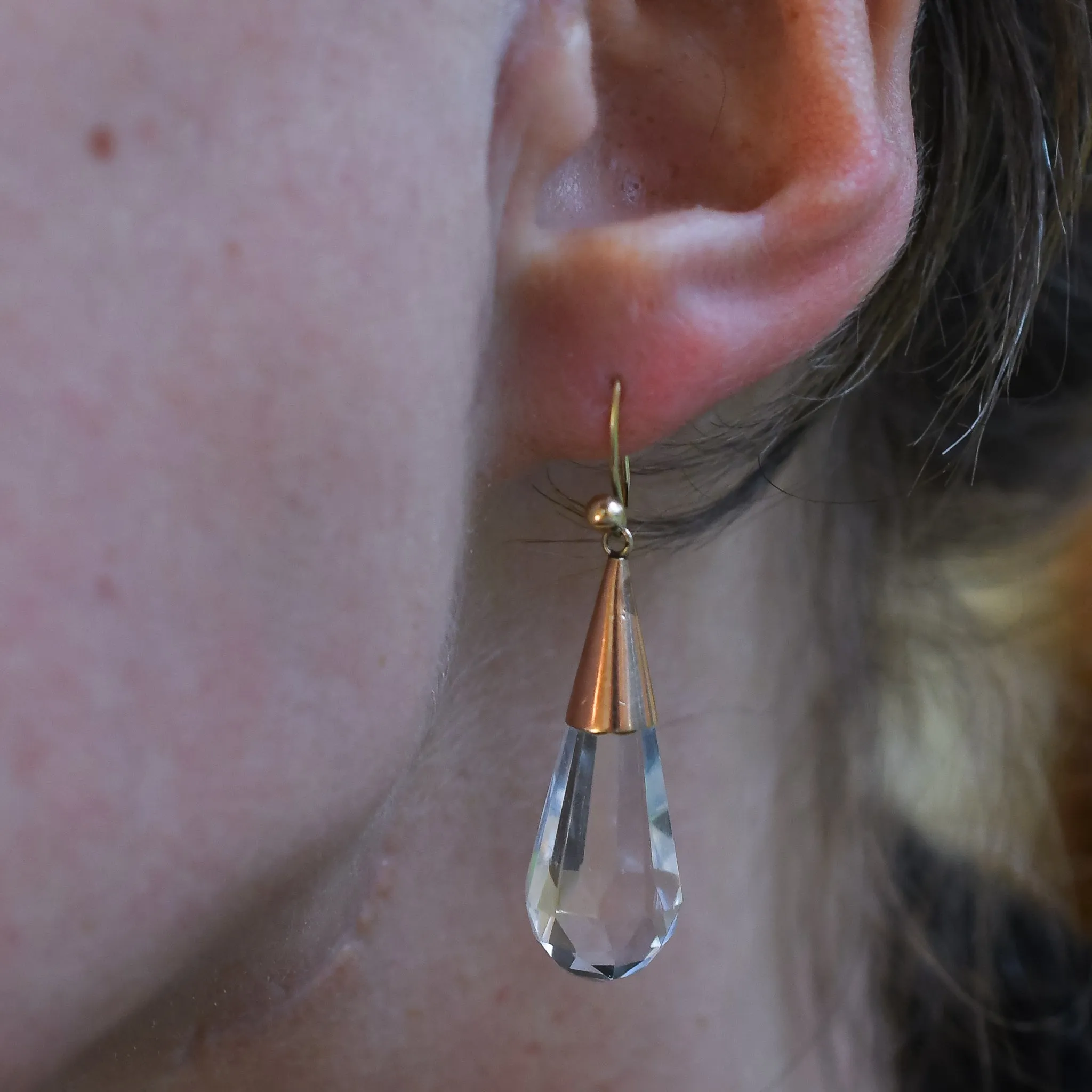 Victorian Faceted Rock Crystal Drop Earrings