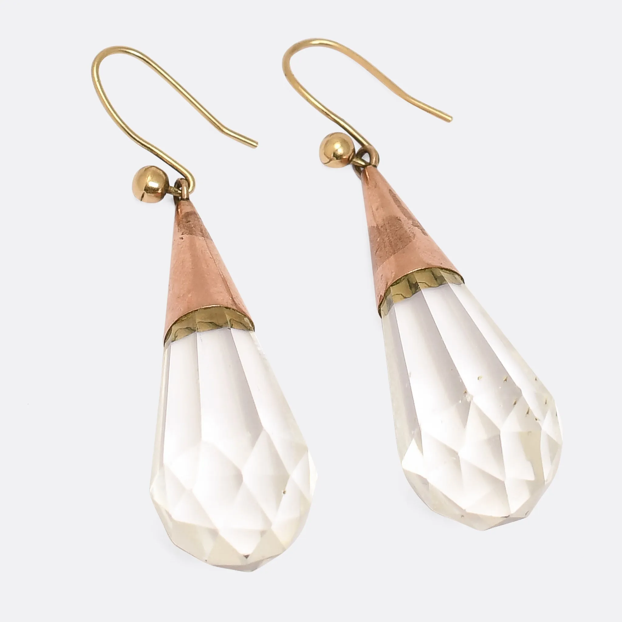 Victorian Faceted Rock Crystal Drop Earrings