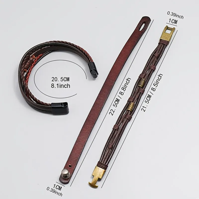 Vintage Braided Cowhide Leather Bracelet for Men