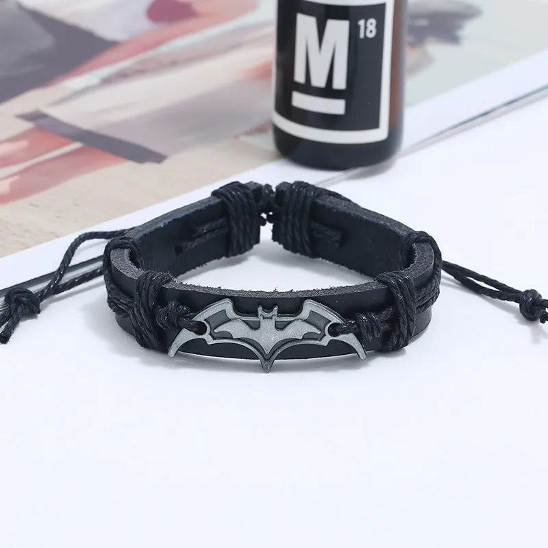 Vintage Braided PU Leather Bracelet Zinc Alloy Jewelry Men