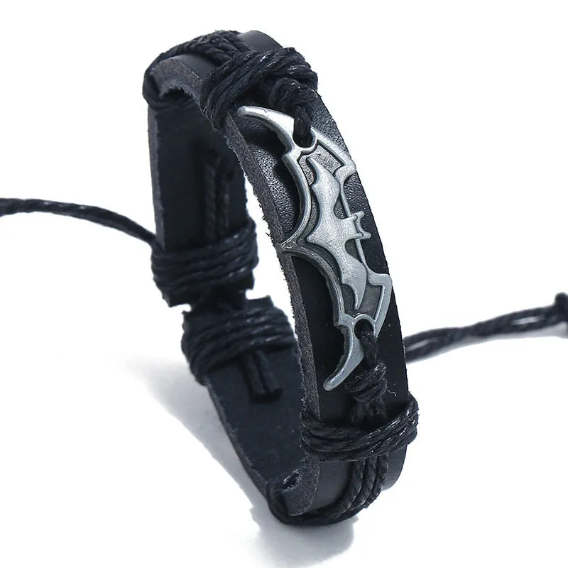 Vintage Braided PU Leather Bracelet Zinc Alloy Jewelry Men