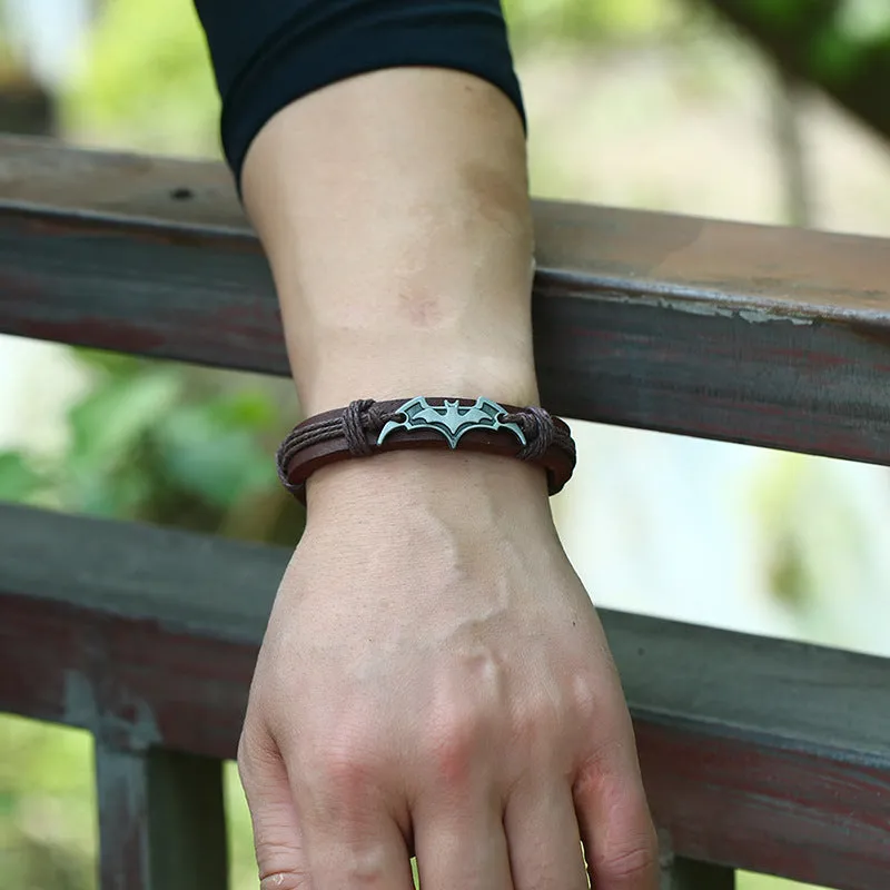 Vintage Braided PU Leather Bracelet Zinc Alloy Jewelry Men
