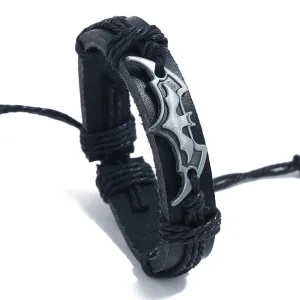 Vintage Braided PU Leather Bracelet Zinc Alloy Jewelry Men