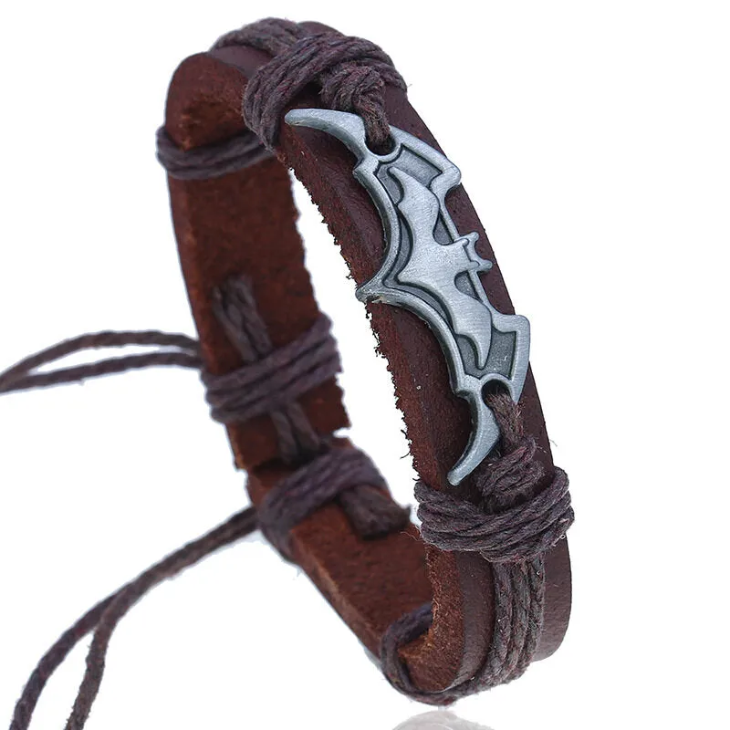 Vintage Braided PU Leather Bracelet Zinc Alloy Jewelry Men