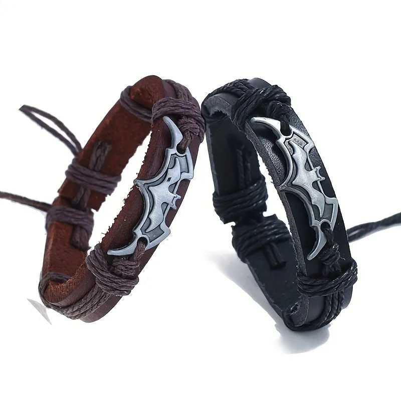 Vintage Braided PU Leather Bracelet Zinc Alloy Jewelry Men