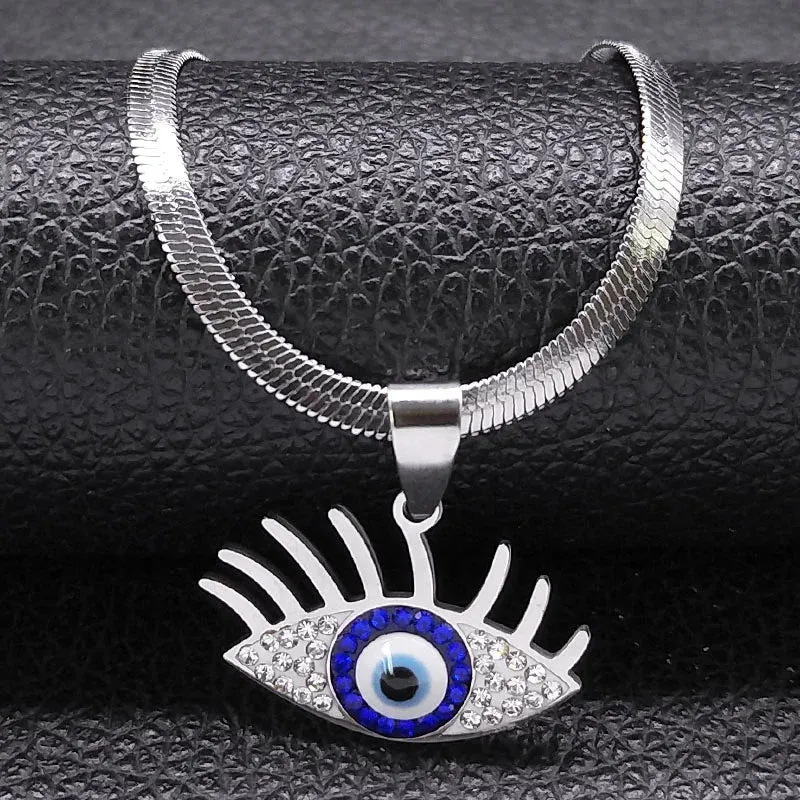 Vintage Crystal Evil Demon Eye Choker Necklaces for Women Stainless Steel Gold Plated Necklaces Jewelry
