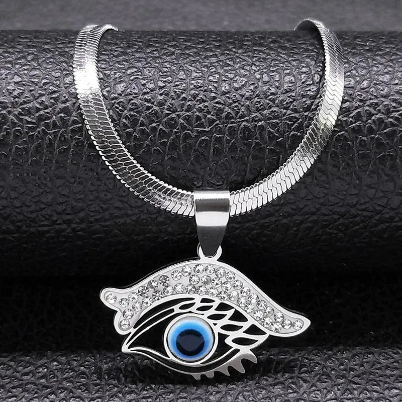 Vintage Crystal Evil Demon Eye Choker Necklaces for Women Stainless Steel Gold Plated Necklaces Jewelry