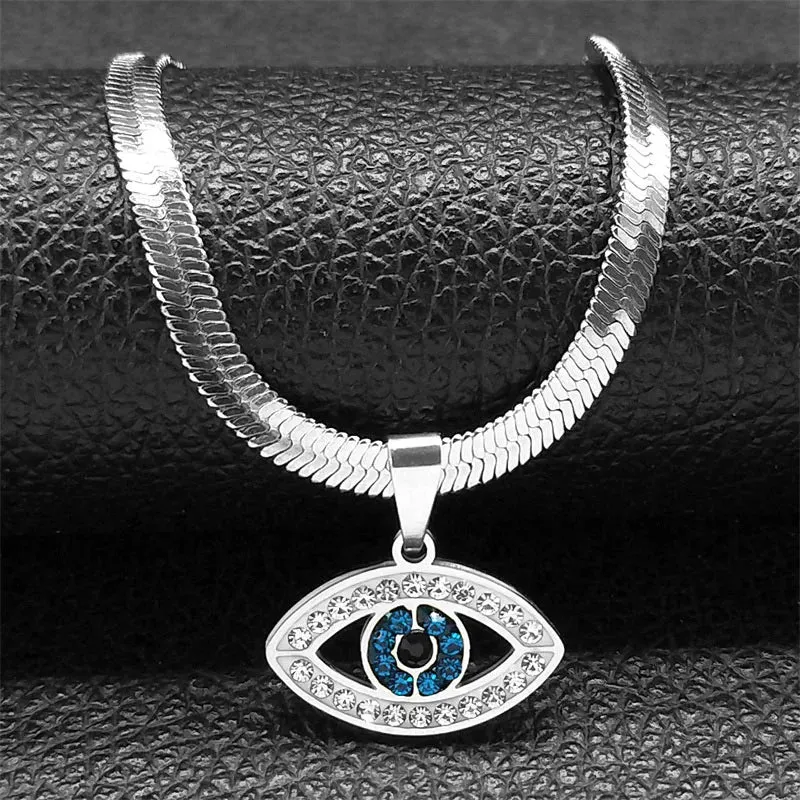 Vintage Crystal Evil Demon Eye Choker Necklaces for Women Stainless Steel Gold Plated Necklaces Jewelry