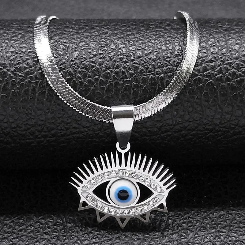 Vintage Crystal Evil Demon Eye Choker Necklaces for Women Stainless Steel Gold Plated Necklaces Jewelry