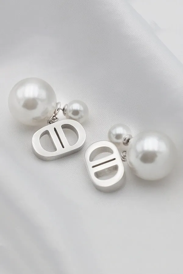 Vintage Double D Shape Pearl Earrings