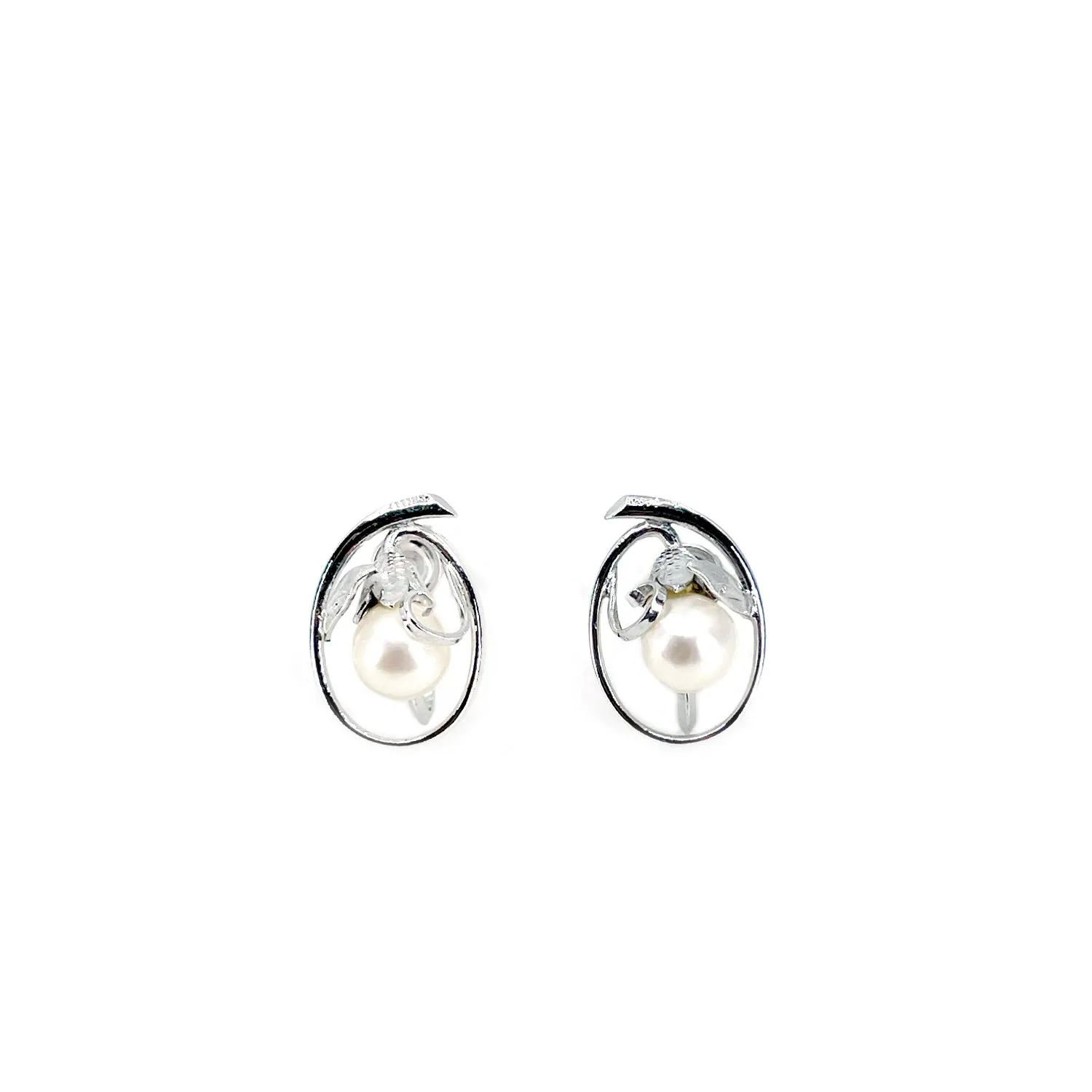 Vintage Maruwa Pearl Designer Akoya Saltwater Cultured Pearl Screwback Eggplant Earrings Original Box- Sterling Silver
