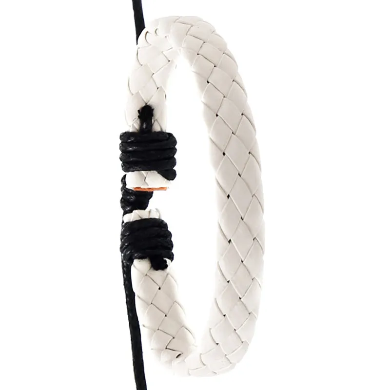 Vintage Men's Braided Leather Hand Rope Bracelet