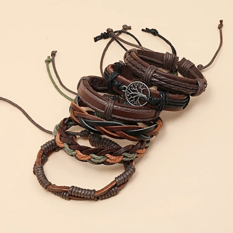 Vintage Men's Multilayer Tree Of Life Leather Bracelet