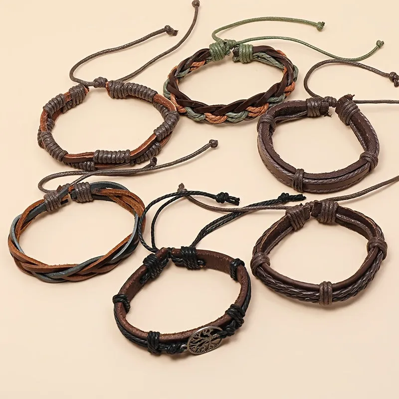 Vintage Men's Multilayer Tree Of Life Leather Bracelet