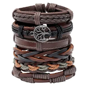 Vintage Men's Multilayer Tree Of Life Leather Bracelet