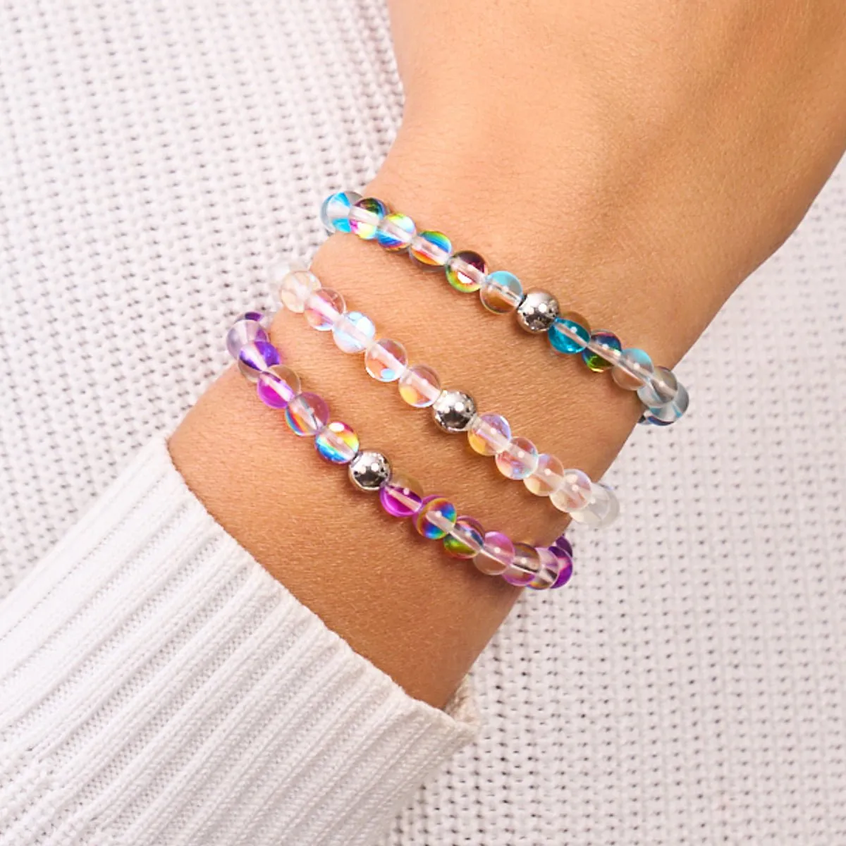 Violet Andromeda | Silver | Galaxy Glass Bead Bracelet