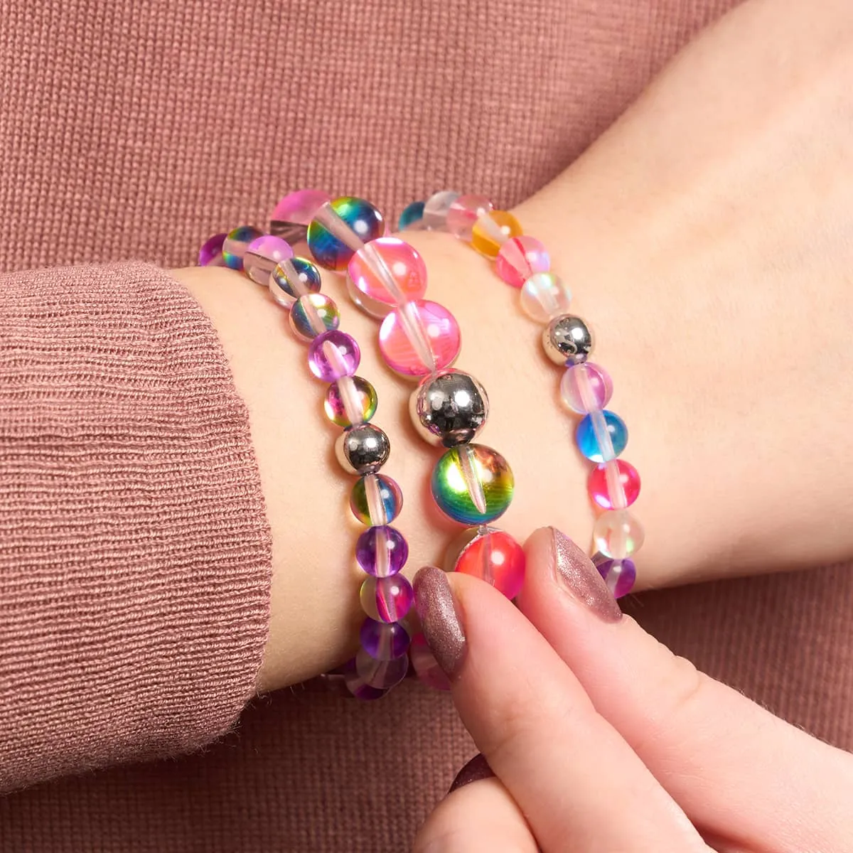 Violet Andromeda | Silver | Galaxy Glass Bead Bracelet