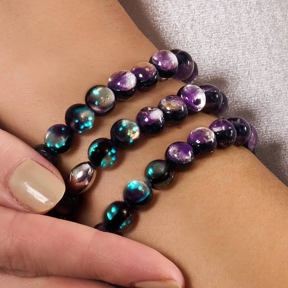 Violet Moon | .925 Sterling Silver | Lunar Glass Bracelet