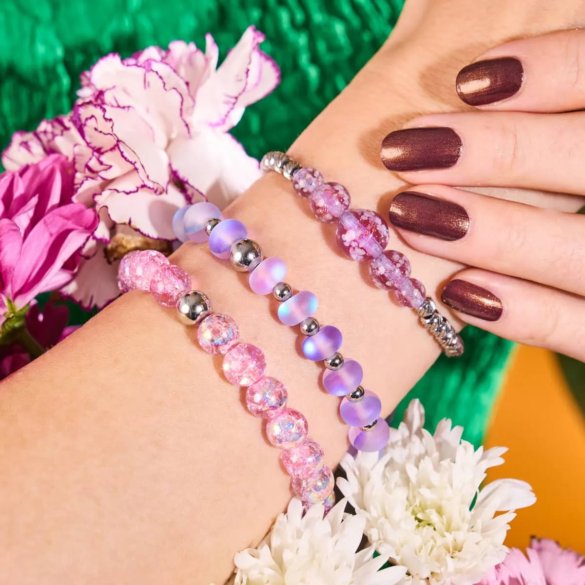 Violet | Silver | Mermaid Glass Macaron Bracelet