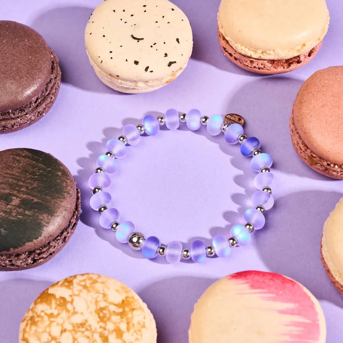 Violet | Silver | Mermaid Glass Macaron Bracelet