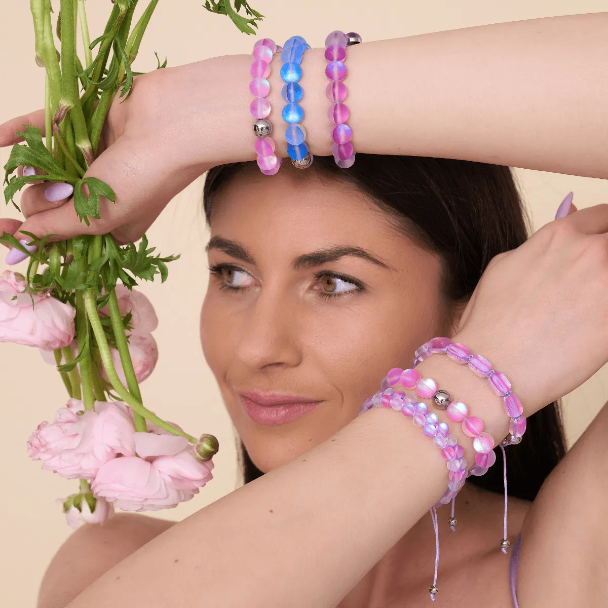 Violet | Silver | Mermaid Glass Statement Bracelet
