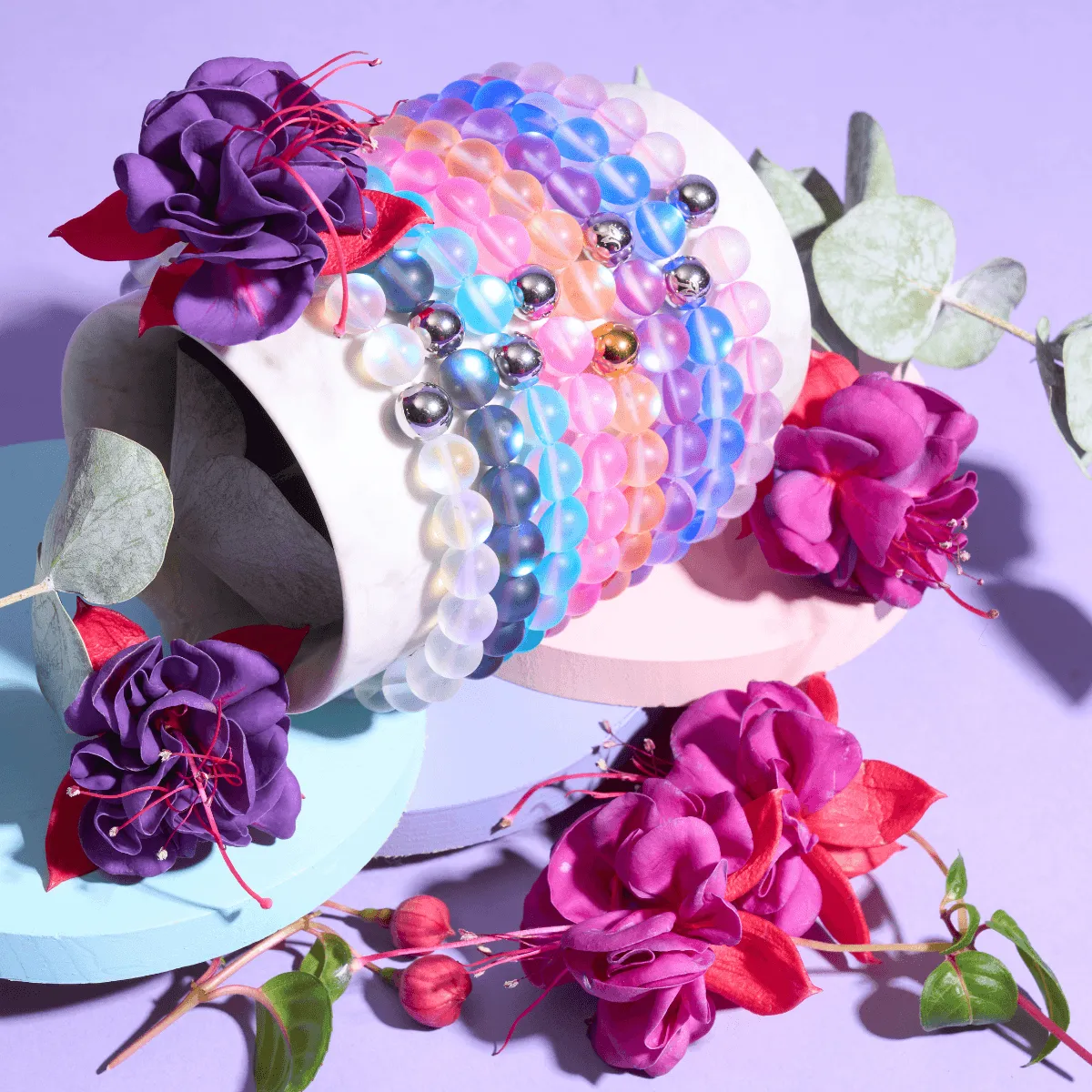 Violet | Silver | Mermaid Glass Statement Bracelet