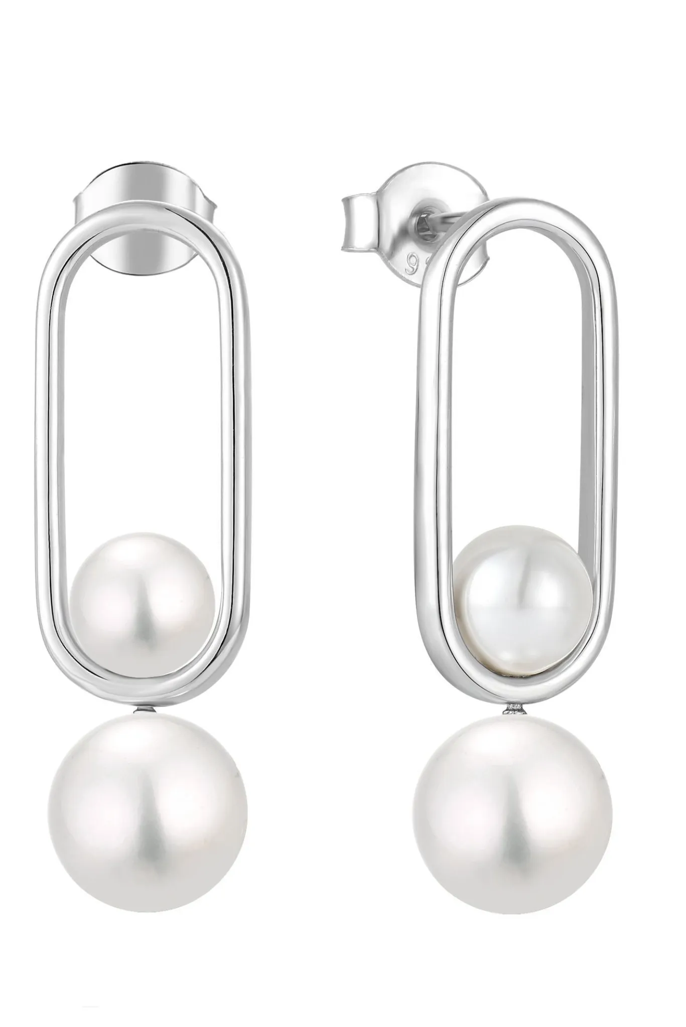 Waterproof Pearl Drop Earrings Sterling Silver