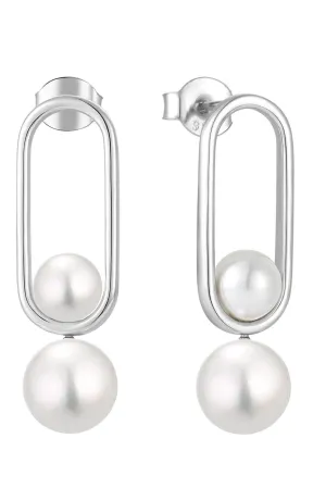 Waterproof Pearl Drop Earrings Sterling Silver